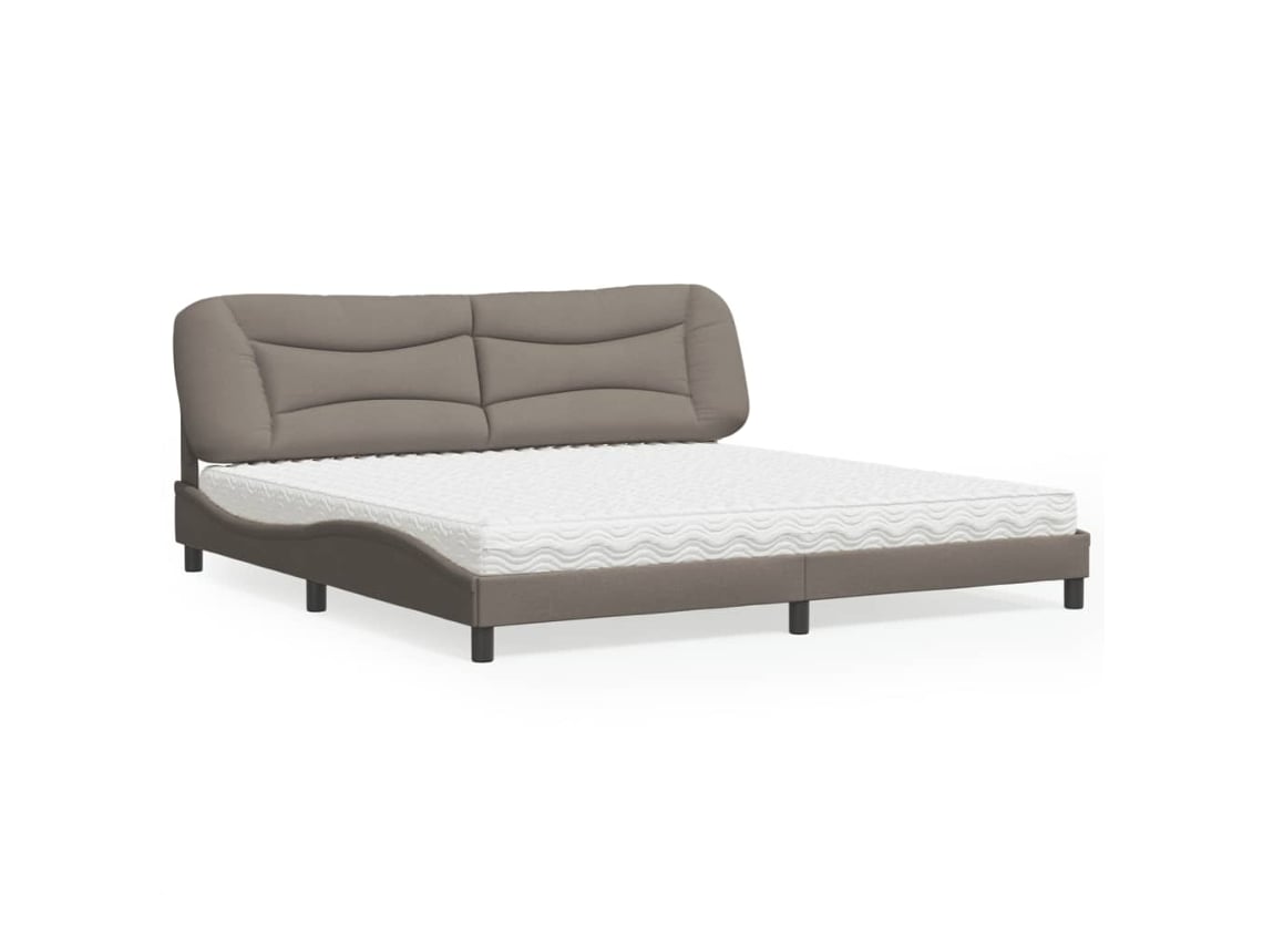 Cama Con Colchón Tela Gris Taupe 200x200 Cm
