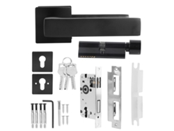 Juego de manijas para puertas Primerox con cerradura ajustable de aleación de zinc negro.