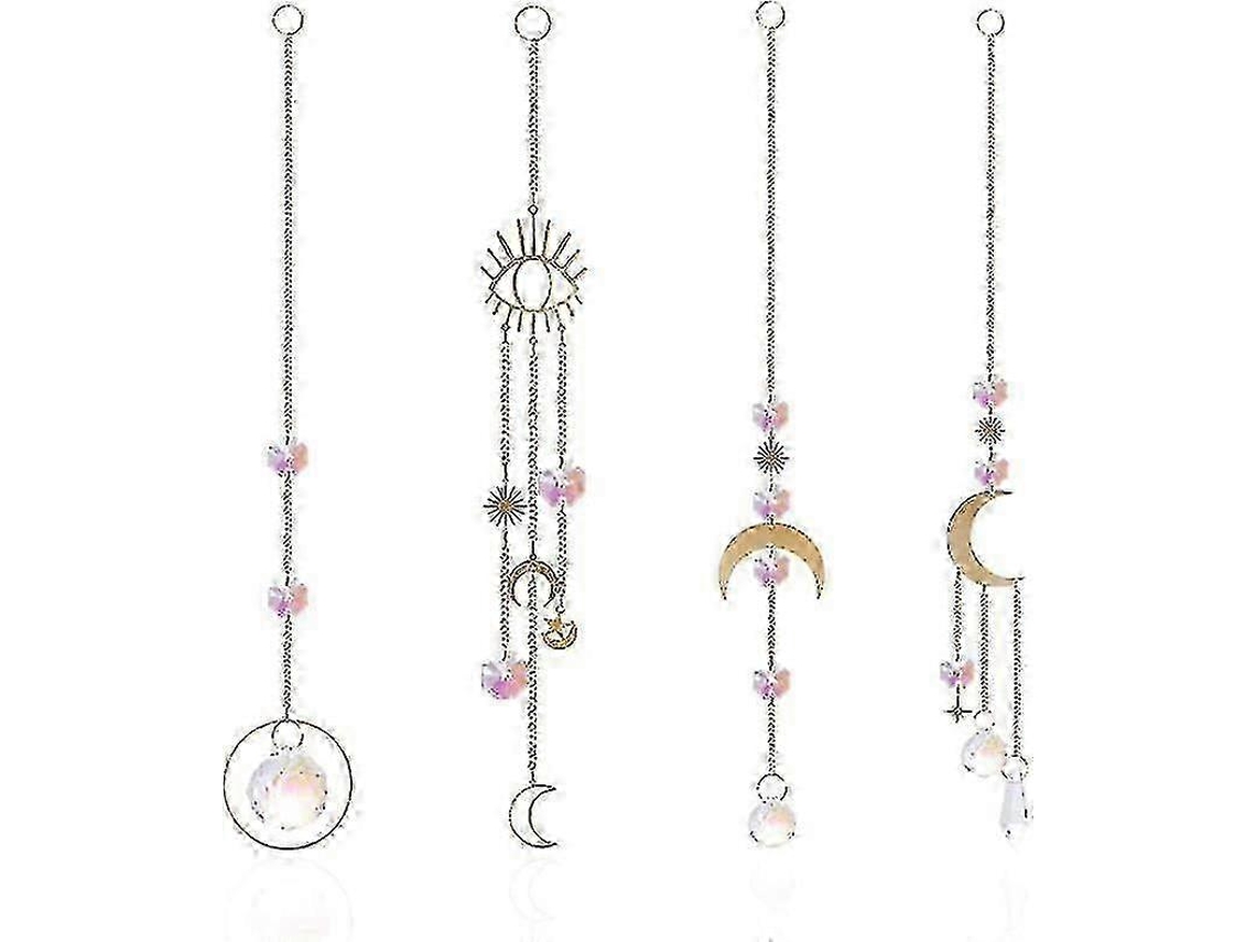 4 piezas de atrapasoles de cristal prismáticos para colgar, adorno de árbol de cristal