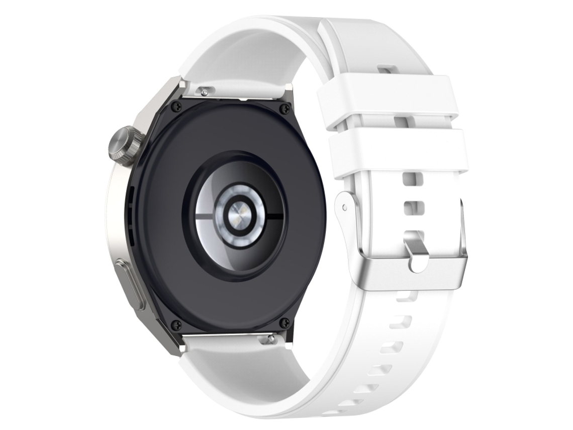 Correa de reloj inteligente para Huawei Watch GT2 de 42 mm / Watch 2 de 20  mm, correa de silicona con cabeza sobresaliente, hebilla plateada (blanco)