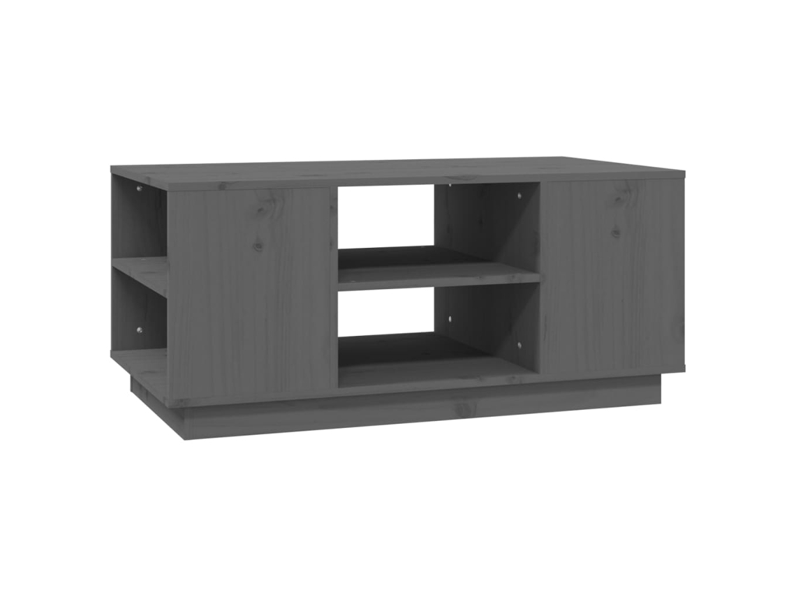 Mesa de centro con 6 compartimentos, diseño moderno y contemporáneo, 90 x 49 x 40,5 cm, madera maciza de pino gris, Dec039210