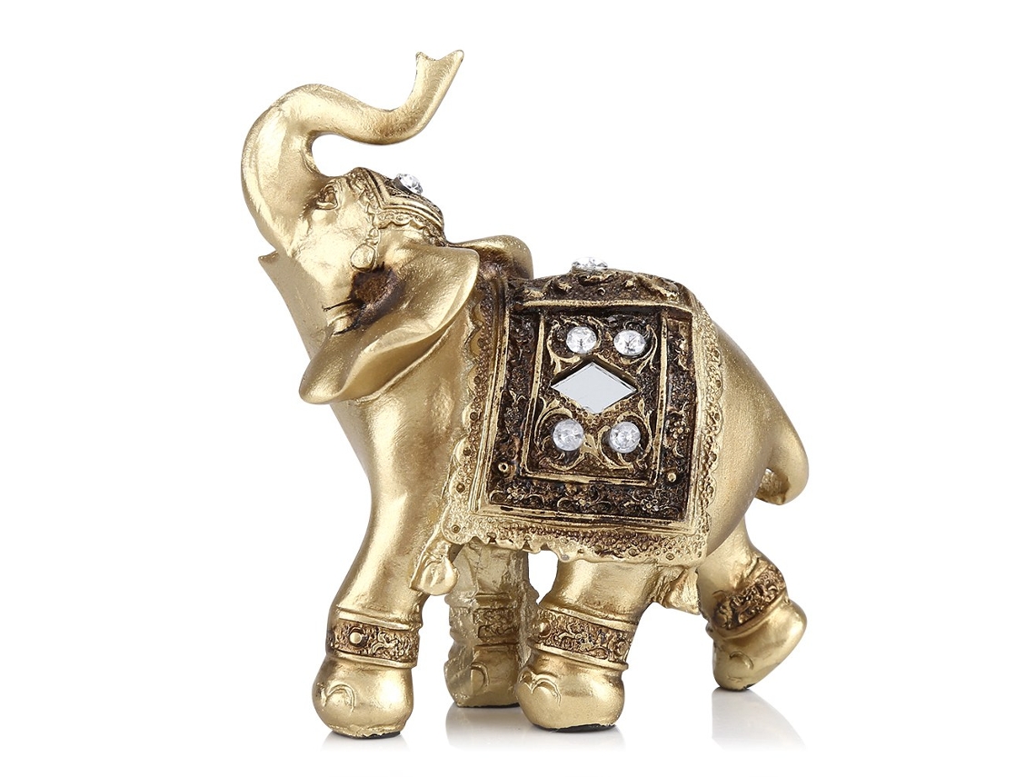 Pequeña estatua decorativa elegante de elefante dorado