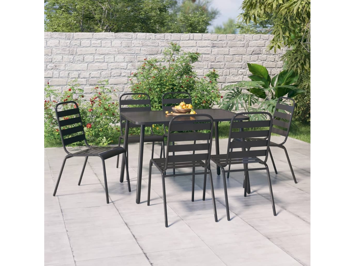Conjunto de comedor de jardín de 2 piezas en acero antracita Dkd Home Decor