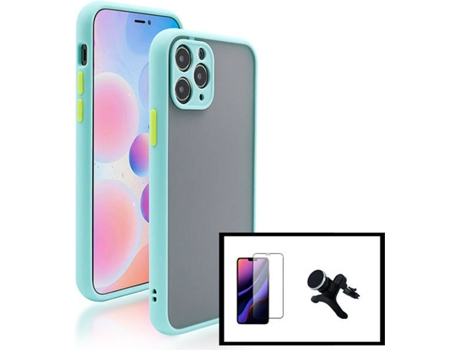 Kit Carcasa + Protector de Pantalla GorilasGlass + Soporte Magnético con Pernas iPhone SE 2022 G4M Azul Claro
