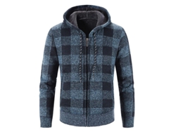 2026-suéter Con Capucha De Cuadros Grueso Mystdiy Para Hombres, Manga Larga, Ajuste Holgado, Color Contrastante, Ideal Para Invierno