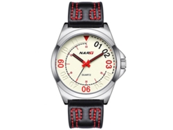 Reloj De Pulsera Hombre De Cuero Pu Con Cuarzo Y Dial Redondo Plata Y Blanco
