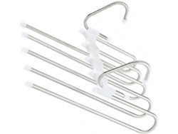 Percha Pantalones Acero Inoxidable Blanco Multifuncional Forma Soporte Bufandas Organizador Armario Ahorra