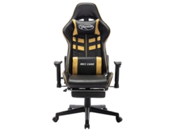 Silla gaming con reposapiés de piel sintética negra y dorada Wsd5011 Lovely Home