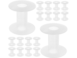 Paquete de 20 carretes de hilo vacíos con forma de barril de plástico.