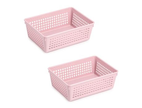 PLASTIC FORTE - Juego de 2 Bandejas Organizadoras Pequeñas Multiusos Rosa