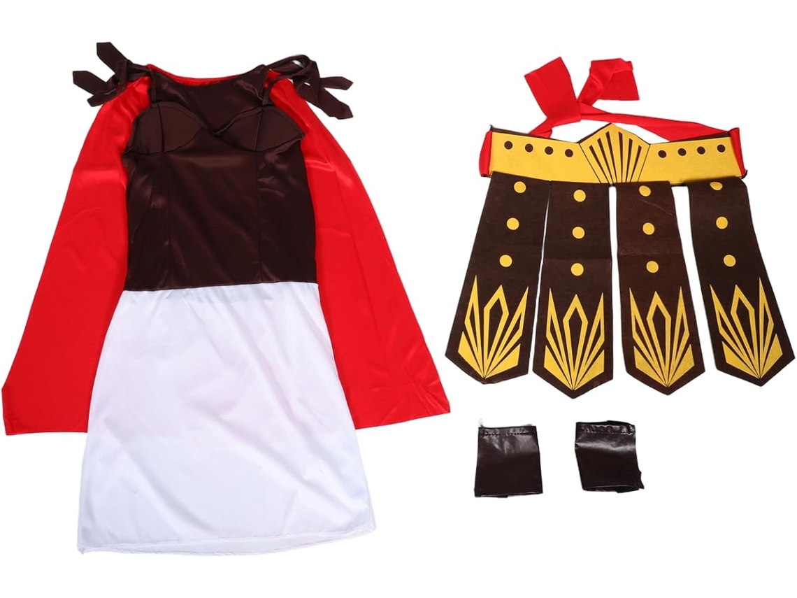 De Fantasia Romana Feminina De Uma Peça Com Acessórios Para O Halloween E Festas Temáticas.