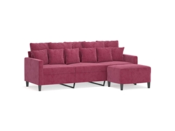 Maison Exclusive - Sofá de 3 plazas con reposapiés, 180 cm, terciopelo rojo intenso