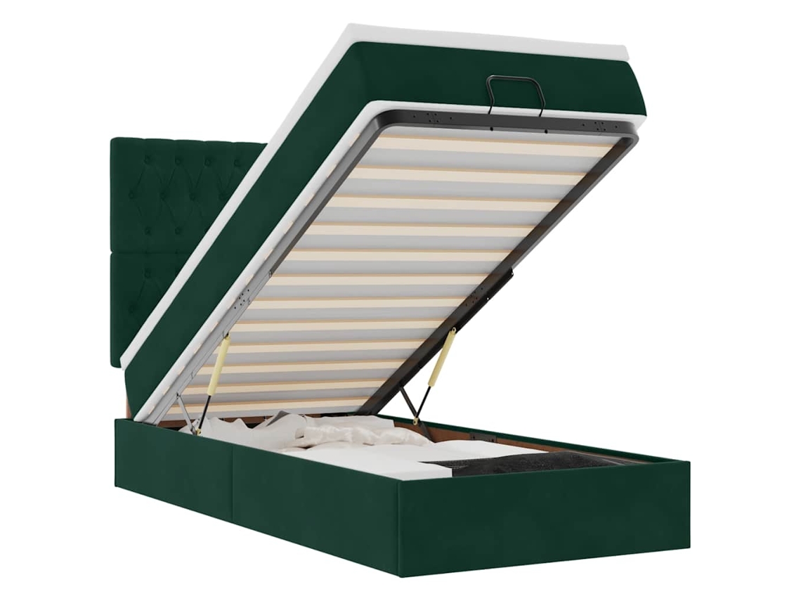 Maison Exclusive - Estructura Cama Otomana Colchones Verde Oscuro 90x190cm