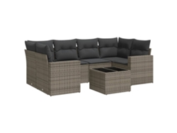 Maison Exclusive - Set De Sofás De Jardín 7 Piezas Con Cojines Ratán Pe Gris
