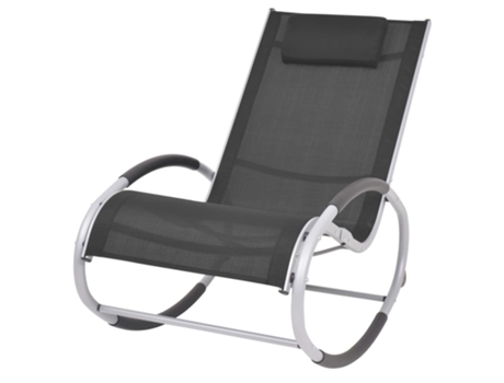 MAISON EXCLUSIVE Silla mecedora de jardín de textilene negro