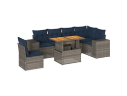 Maison Exclusive - Set De Sofás De Jardín 7 Pzas Con Cojines Ratán Sintético Gris