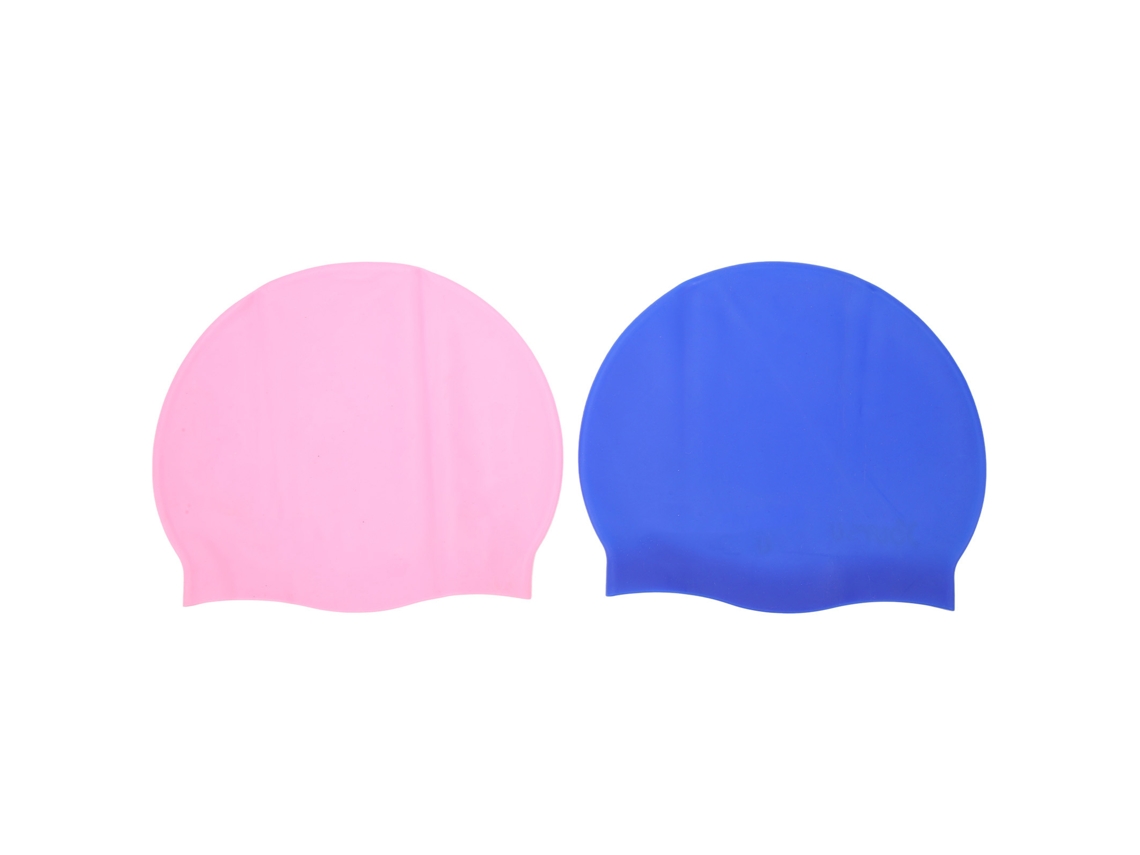 Gorro de natación de silicona resistente, 2 unidades, rosa y azul oscuro.