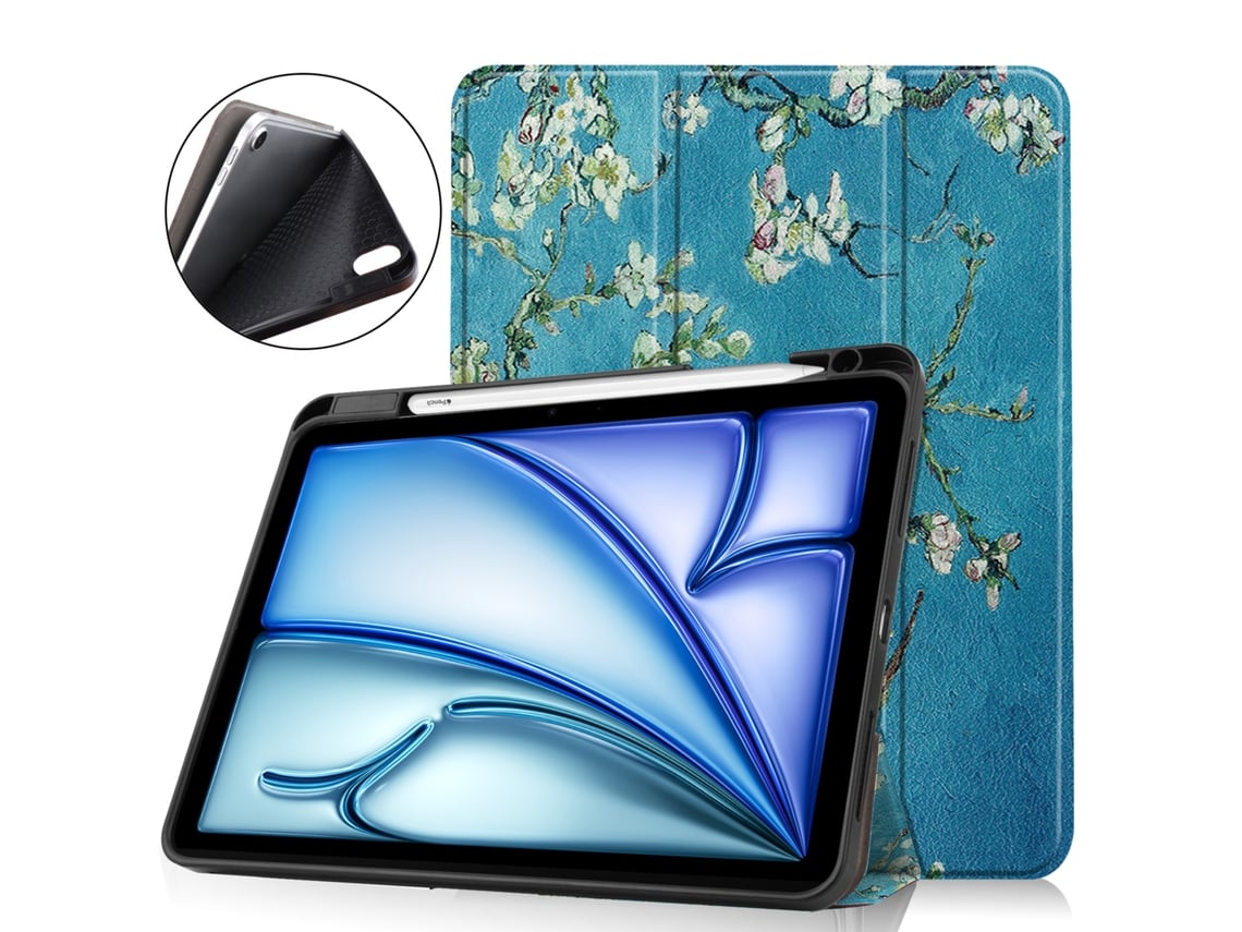 Capa Para Ipad Air 11 (2024/2025, M2/m3) Com Suporte Triplo E Slot Tpu Para Caneta - Damasco