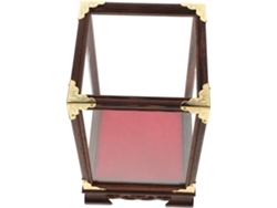 Vitrina Protectora Transparente Con Base De Madera Roja, Dimensiones 12x12x17 Cm, Tapa De Cristal Transparente.