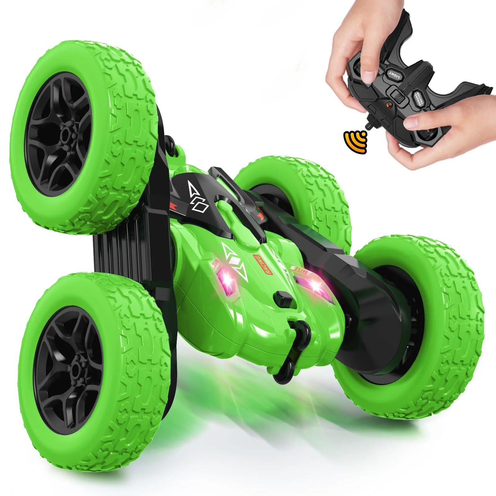 Carro Acrobático Controlado Remotamente, Rotação de 360 Graus, Tração Dupla de 2,4 Ghz. MDUG (verde)
