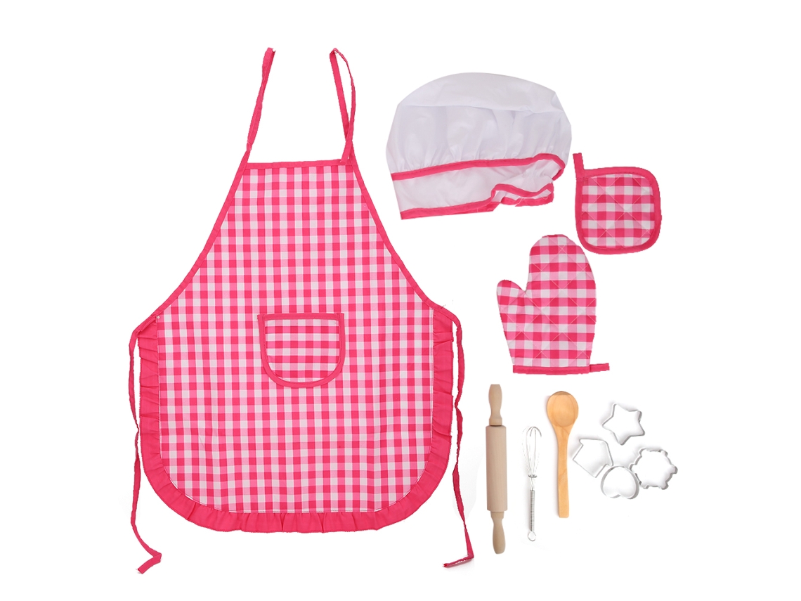 Conjunto De Cozinha Para Crianças Brinquedos De Cozinha E Assado 11pcs Xadrez Vermelho