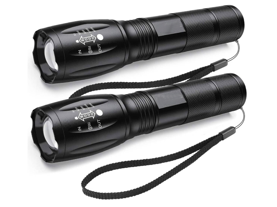 Linterna Led De 2000 Lúmenes, Linterna Led Superbrillante, Paquete De 2 Para Exteriores, Negro