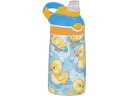 Botella De Agua Deportiva Con Pajita Diseño Patito Burbuja Amarillo Para Viajes Y Deportes Grado Alimenticio