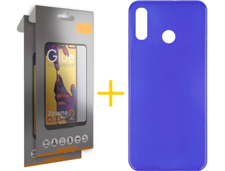 Kit Funda + 2 Protectores de Pantalla Huawei P Smart 2019 SKYHE Liso Azul