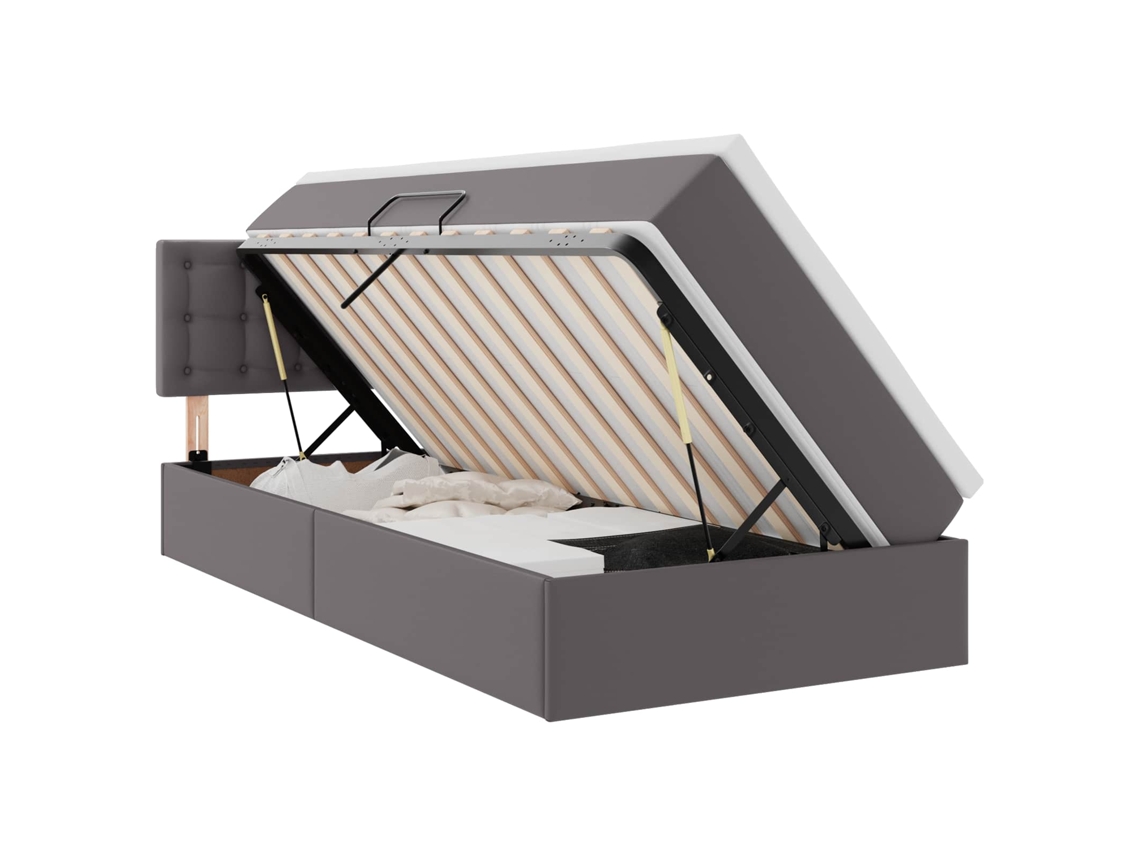 Maison Exclusive - Cama Con Almacenamiento Y Colchón Con Colchón Gris 90 X 200 Cm