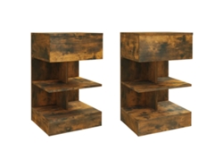 Juego de 2 mesitas de noche de madera de roble ahumado MAISON EXCLUSIVE (48x35x65 cm)