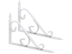 Juego de 2 soportes de esquina para estante, metal negro, 250 x 164 mm, blanco
