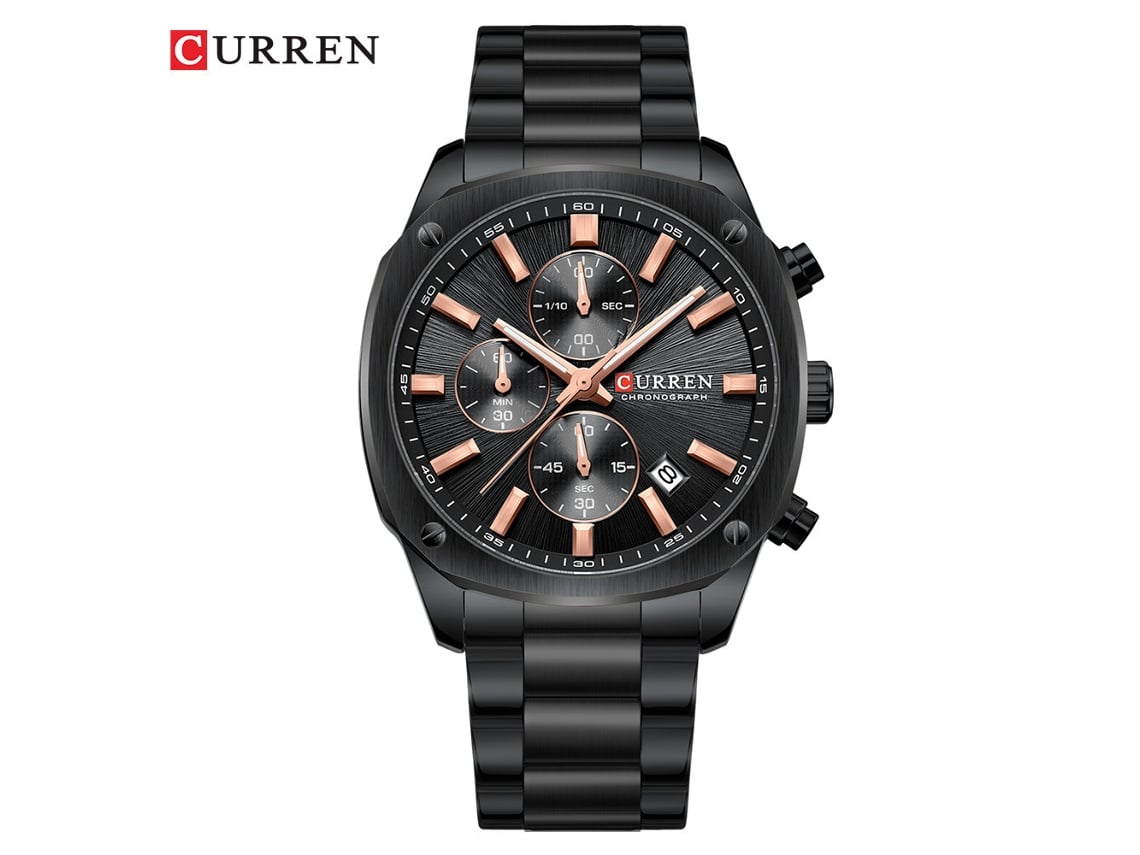 Reloj Cronógrafo Multifuncional De Seis Agujas Para Hombre Con Correa Cuadrada De Acero - Elegante Reloj De Pulsera