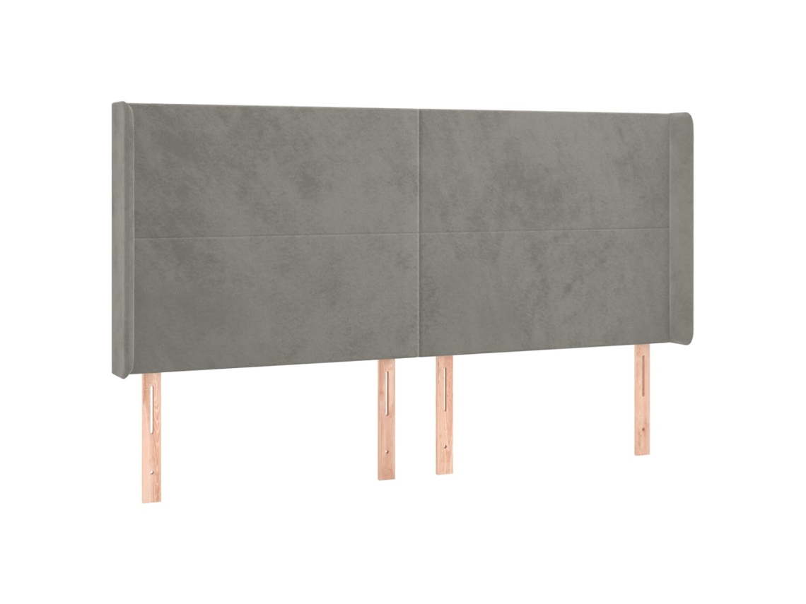 Cabecero de cama de terciopelo gris claro con solapas MAISON EXCLUSIVE (183x16x118 cm)