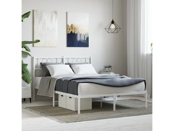 Estructura Cama Sin Colchón Con Cabecero Metal Blanco 140x190cm