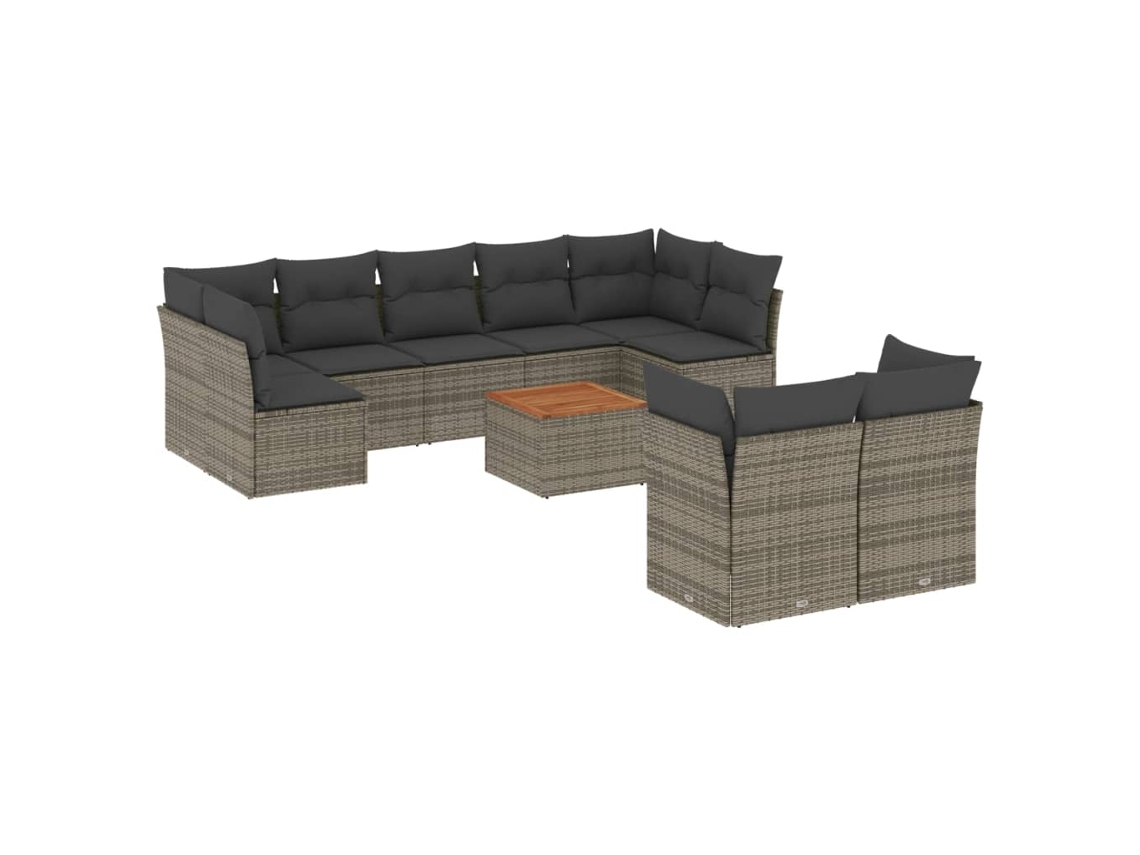 Maison Exclusive - Set De Sofás De Jardín 10 Pzas Con Cojines Ratán Sintético Gris
