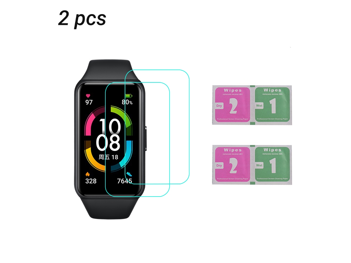 Protector De Pantalla (resistente A Arañazos, Alta Transparencia) Honor Band 6 Versión Estándar Película Suave Protector De Reloj Con Toallitas Secas Y Húmedas Paquete De 2