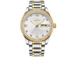 Reloj Masculino Reloj Impermeable Luminoso De Cuarzo Dorado Y Plateado En Acero Inoxidable Oro Blanco Yuysan