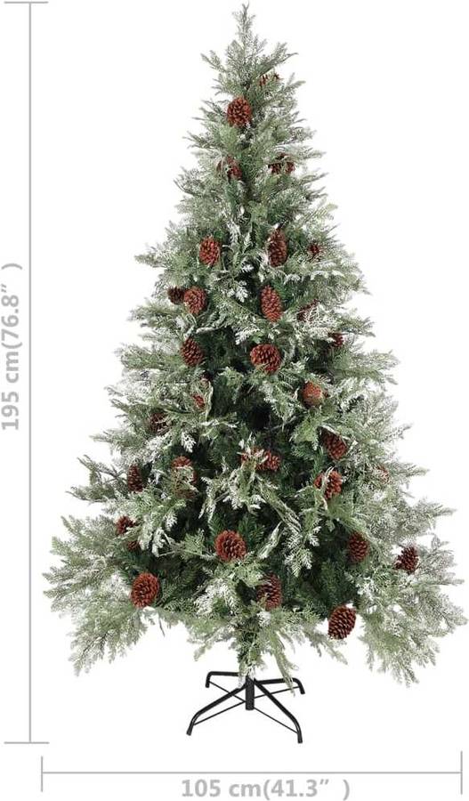De Navidad Con piñas verde y blanco pvc pe 195 cm vidaxl 105x195