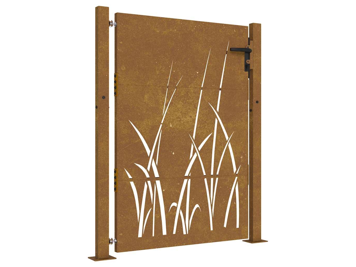 Maison Exclusive - Puerta De Jardín 100x150 Cm De Acero Corten Con Diseño De Hierba