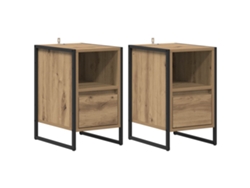 Maison Exclusive - Mesa De Noche Con Cajón 2 Pcs Roble Artesanal 39,5 X 30 X 50 Cm