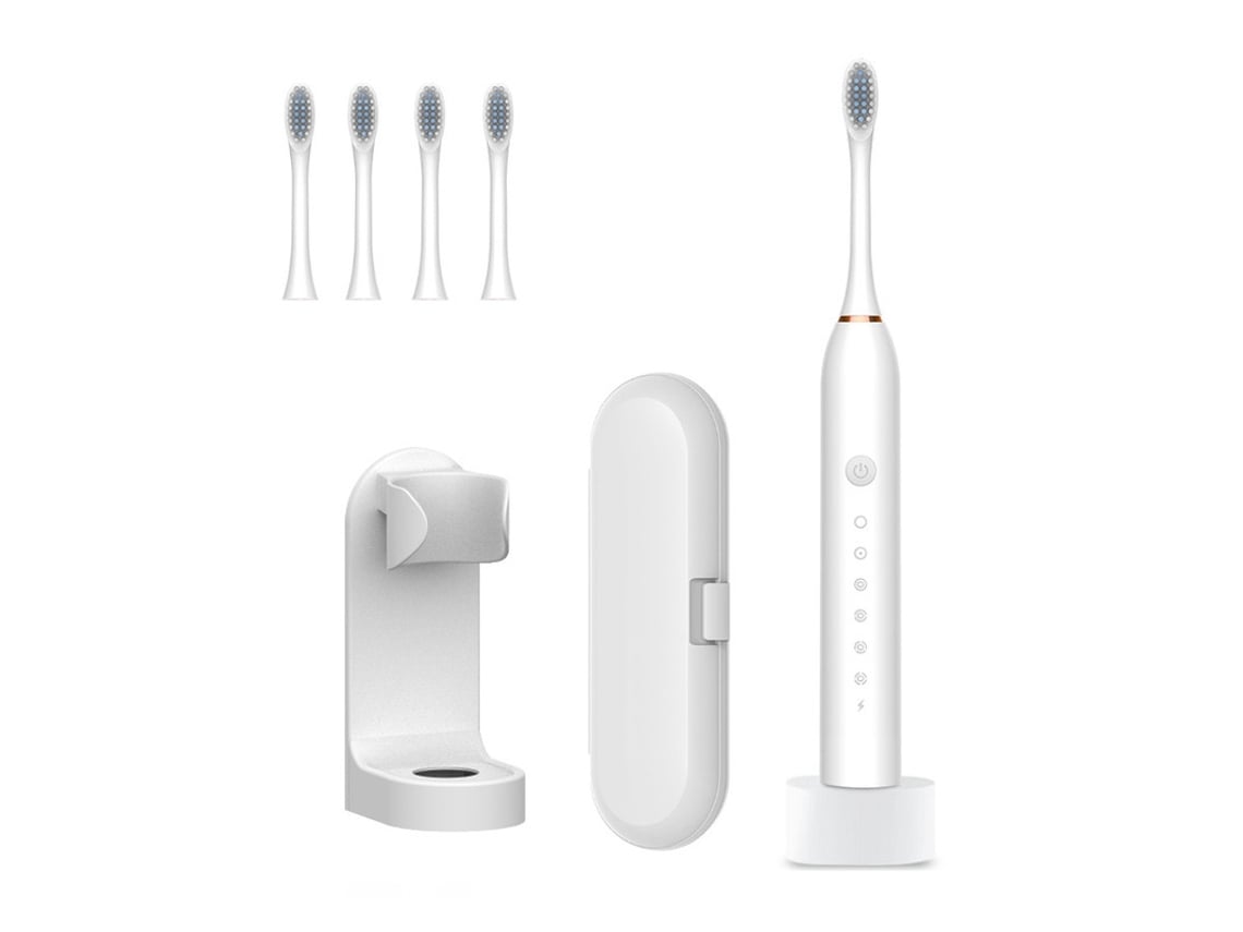 Cepillo de dientes eléctrico HHZ Base recargable ultrasónica 4 cabezales de cepillo  Soporte para bolsa de viaje