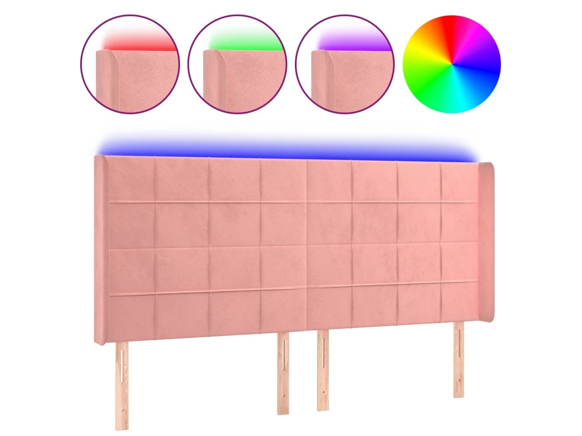 Maison Exclusive - Cabecero Con Led De Terciopelo Rosa 163x16x118/128 Cm