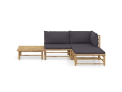 Maison Exclusive - Set De Muebles De Jardín 4 Piezas Bambú Con Cojines Gris Oscuro
