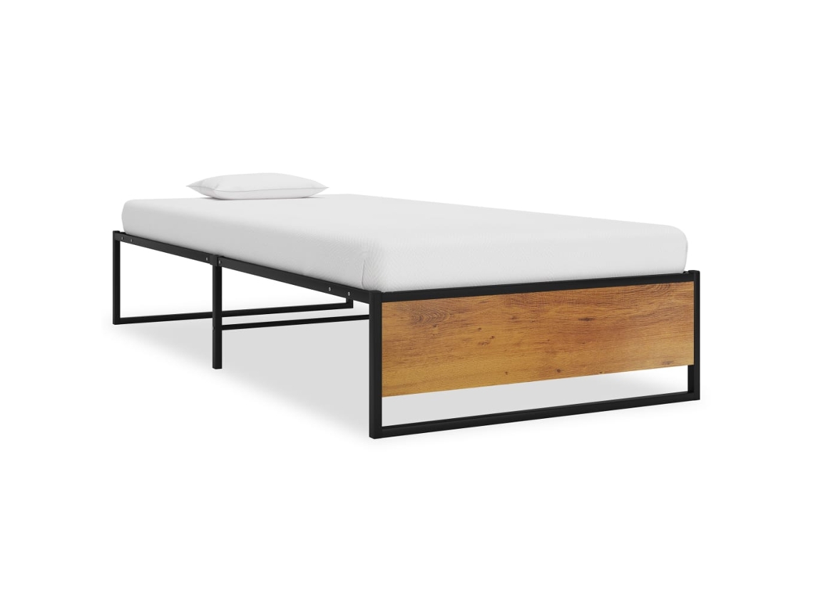 Estructura De Cama Sin Colchón Metal Negro 100x200 Cm