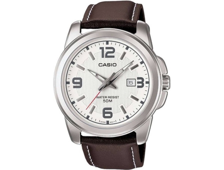 Reloj CASIO MTP-1314L-7AVDF (Cuero y Acero Inoxidable - Plateado y Marrón)