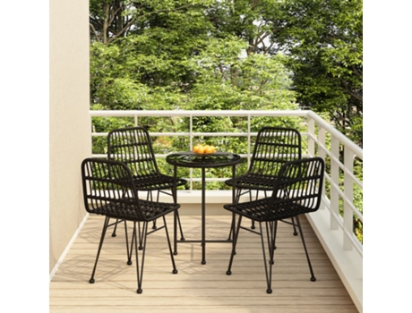 Conjunto 5 de comedor de jardín VIDAXL ratán sintético negro