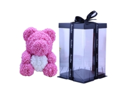 Oso De Rosas Artificiales Con Caja De Regalo, 25 Cm, Decoración Para El Día De San Valentín, Regalo Atemporal.