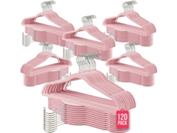 COM-FORT HOUSE | Percha Terciopelo | Color Rosa | Antideslizantes y Resistentes | Perchas para Ropa | Ideal para Chaquetas, Pantalones o Blusas | Diseño Elegante | 120 Unidades |