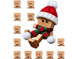 Figura Madera Temblorosa 12 Expresiones Magnéticas Piernas Móviles Sombrero Bufanda Cumpleaños Navidad Estante
