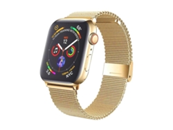 Bracelete Para Apple Watch 42/41/40/38mm - Metal Com Fivela Milanesa Dourada